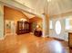 Spacious entryway with neutral tones, hardwood floors, and a decorative chandelier at 2547 Bill Thompson Rd, Lancaster, SC 29720