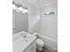 Bathroom featuring a single sink vanity, tiled floors, and tub with shower at 3124 Fairmead Dr, Concord, NC 28025