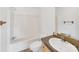 Bathroom with a tub shower combo, neutral walls and flooring, and a single sink vanity at 4328 Camden Rd, Marshville, NC 28103