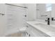 Modern bathroom featuring a sleek vanity, matte black fixtures, and a tiled shower at 622 Old Salisbury Rd, Statesville, NC 28677