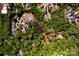 Aerial view of the property showcasing mature trees and a tranquil pond surrounded by lush landscape at 6510 Sharon Hills Rd, Charlotte, NC 28210