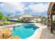 A beautiful backyard boasts an in-ground pool with sun loungers and a covered outdoor kitchen and bar at 754 Culp Ferguson Rd, Lancaster, SC 29720