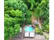 Aerial shot of backyard showing pool, gazebo and verdant landscaping at 8524 Quarters Ln, Mint Hill, NC 28227