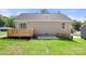 Backyard view with a small deck and sliding glass door providing seamless indoor-outdoor flow at 953 Hardin Dr, Shelby, NC 28150