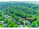 A high angle aerial view of a neighborhood with mature trees, the home is labelled 10327 Oak Pond Cir at 10327 Oak Pond Cir, Charlotte, NC 28277