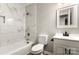 A full bathroom with a shower and new vanity at 104 Berry St, Fort Mill, SC 29715