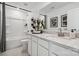 Stylish bathroom featuring tub, shower, modern fixtures, and elegant decor at 1113 Hallman Branch Ln, Lincolnton, NC 28092