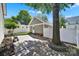 Backyard area featuring landscaping, a patio and a detached garage at 1855 Second Baxter Xing, Fort Mill, SC 29708