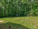 A well-maintained backyard featuring lush green grass, with privacy from the surrounding trees at 1904 Lark Ln, Stanley, NC 28164