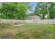 Expansive backyard with a well-maintained lawn, a wooden fence, and stone furniture at 222 N Weldon St, Gastonia, NC 28052