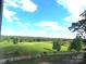 Lush green backyard with a white fence, mature trees, and open space under a bright, cloudy sky at 2530 Sharon Rd, York, SC