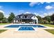 Backyard featuring pool, hot tub, backyard dining and lounge furniture at 2854 Harlinsdale Dr, Rock Hill, SC 29732