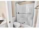 Bathroom featuring glass enclosed shower, toilet and vanity at 2854 Harlinsdale Dr, Rock Hill, SC 29732