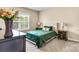Bedroom with tufted headboard, bedside tables and a window with blinds at 2854 Harlinsdale Dr, Rock Hill, SC 29732