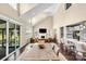 Open-concept living area with high ceilings, a fireplace, and modern furniture at 2854 Harlinsdale Dr, Rock Hill, SC 29732