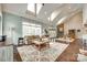 Spacious living room featuring vaulted ceilings, large windows, a fireplace, and hardwood floors at 308 Hollister Estates Dr, Waxhaw, NC 28173