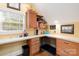 Bright home office with built-in desk, ample storage, and window with view of the backyard at 4877 River Hills Dr, Denver, NC 28037