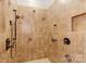 Tiled shower with rainfall shower head and bronze fixtures at 4877 River Hills Dr, Denver, NC 28037