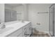 Bathroom with double sinks, large mirror, and glass enclosed shower at 5149 Tommy Ln # 1102, Stanley, NC 28164