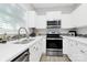 Bright kitchen with white cabinets, quartz countertops, stainless appliances, and a stylish backsplash at 5943 Pisgah Way, Charlotte, NC 28217