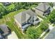 Aerial view of large home on landscaped lot with backyard playground at 9825 Ardrey Woods Dr, Charlotte, NC 28277