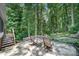 Secluded backyard with a stone patio and seating area, offering a tranquil outdoor living space at 160 Fernbrook Dr, Mooresville, NC 28117