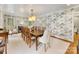 Dining room with modern wallpaper, a large wood table, and a fireplace for a cozy ambiance at 2611 Forest Dr, Charlotte, NC 28211