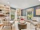 Cozy living room features blue accent wall, built-in bookshelves, and comfortable seating at 2611 Forest Dr, Charlotte, NC 28211