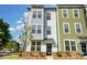 Beautiful townhome showcasing a blue exterior with large windows and a well-maintained front yard at 2907 W Trade St, Charlotte, NC 28208