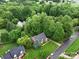 Expansive aerial view showcasing a beautifully landscaped property surrounded by lush greenery and mature trees at 3015 Hamptonbrook Dr, Gastonia, NC 28056