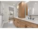 Bright bathroom with a double vanity, modern fixtures, and marble floors creates a fresh, clean space at 4095 Kingfisher Dr, York, SC 29745