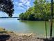 A scenic water view of a tranquil lake surrounded by lush greenery on a sunny day at 4095 Kingfisher Dr, York, SC 29745