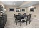 A formal dining room with modern lighting, seating for six, and stylish decor at 522 Lenswood Ct, Denver, NC 28037