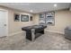 A basement area featuring a sleek pool table, recessed lighting, and neutral colors at 522 Lenswood Ct, Denver, NC 28037