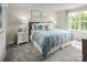 This bedroom offers a cozy space with natural light from the bright window and soft, neutral decor at 523 Lenswood Ct, Denver, NC 28037