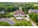 Grand home with a manicured lawn and landscape, complemented by an inviting entrance and circular driveway at 5400 Challisford Ln, Charlotte, NC 28226