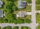 Overhead aerial view of a home highlighting the layout of the backyard, patio, and landscaping within a tree-lined community at 544 Cool Creek Dr, Rock Hill, SC 29732
