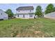 Wide angle view of large backyard with grassy lawn and an open patio area at 6541 Hasley Woods Dr, Huntersville, NC 28078