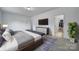 Spacious bedroom featuring a walk-in closet, mounted TV, and accent plant at 9029 Woodview Ct, Fort Mill, SC 29707
