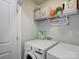 Functional laundry area with modern appliances and storage shelves for added convenience at 1209 Gaston Ave, Gastonia, NC 28052