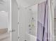 Clean and bright bathroom with white shower and a shower curtain at 12110 Chesapeake Mallard Dr, Charlotte, NC 28262