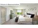 Serene bedroom showcasing a luxurious bed, soft lighting, and a view into the bathroom, perfect for relaxation at 1365 Secrest Commons Dr, Monroe, NC 28112