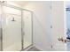 This bathroom features a glass enclosed shower and is adjacent to the bedroom at 316 Gaines Rd, Clover, SC 29710