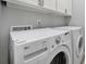 Bright laundry room featuring white cabinets, gray walls and modern LG washer and dryer at 3426 Richards Xing, Fort Mill, SC 29708