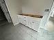 Bathroom showcasing sleek white cabinets being installed, complemented by modern tile flooring in a bright space at 4021 Grommet Ct, Matthews, NC 28105