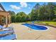 A backyard featuring a swimming pool with basketball hoop, surrounded by a patio and green landscaping at 5105 Paisano Ln, Waxhaw, NC 28173