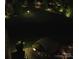 Night photo of a backyard with subtle garden lighting and green landscaping at 10039 St Kitts Landing Ln, Charlotte, NC 28278
