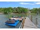 A private boat dock provides easy access to the serene lake, perfect for boating enthusiasts at 112 Nautilus Ct, Troutman, NC 28166