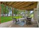 Covered patio with plenty of space for relaxing and enjoying outdoor time with lake views at 112 Nautilus Ct, Troutman, NC 28166