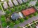 Overhead shot of tennis and shuffleboard courts and other neighborhood amenities at 13407 Hazelbrook Ln, Cornelius, NC 28031